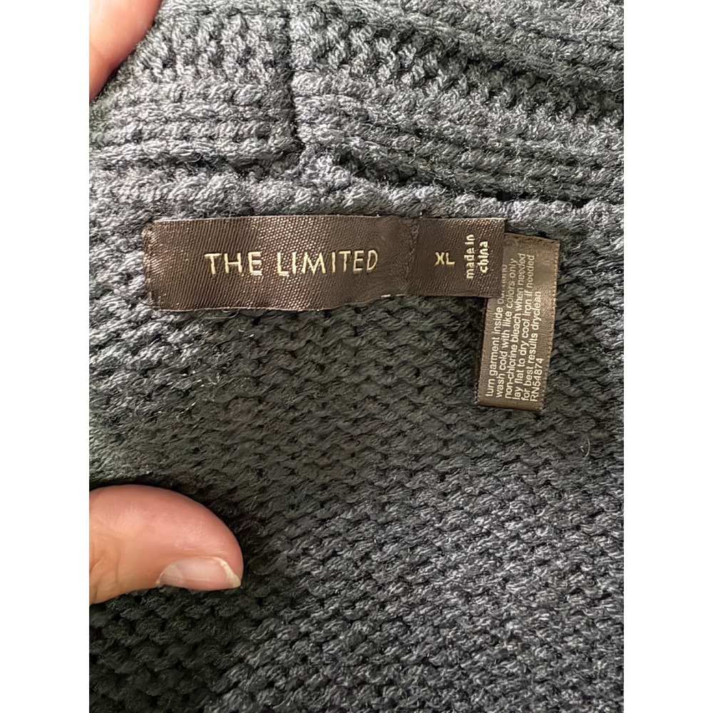 The Limited Womens XL Gray Cable Knit Shawl Collar Open Front Cardigan Sweater - Picture 5 of 8